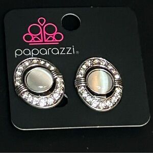 Paparazzi Silver and White Crystal Earrings